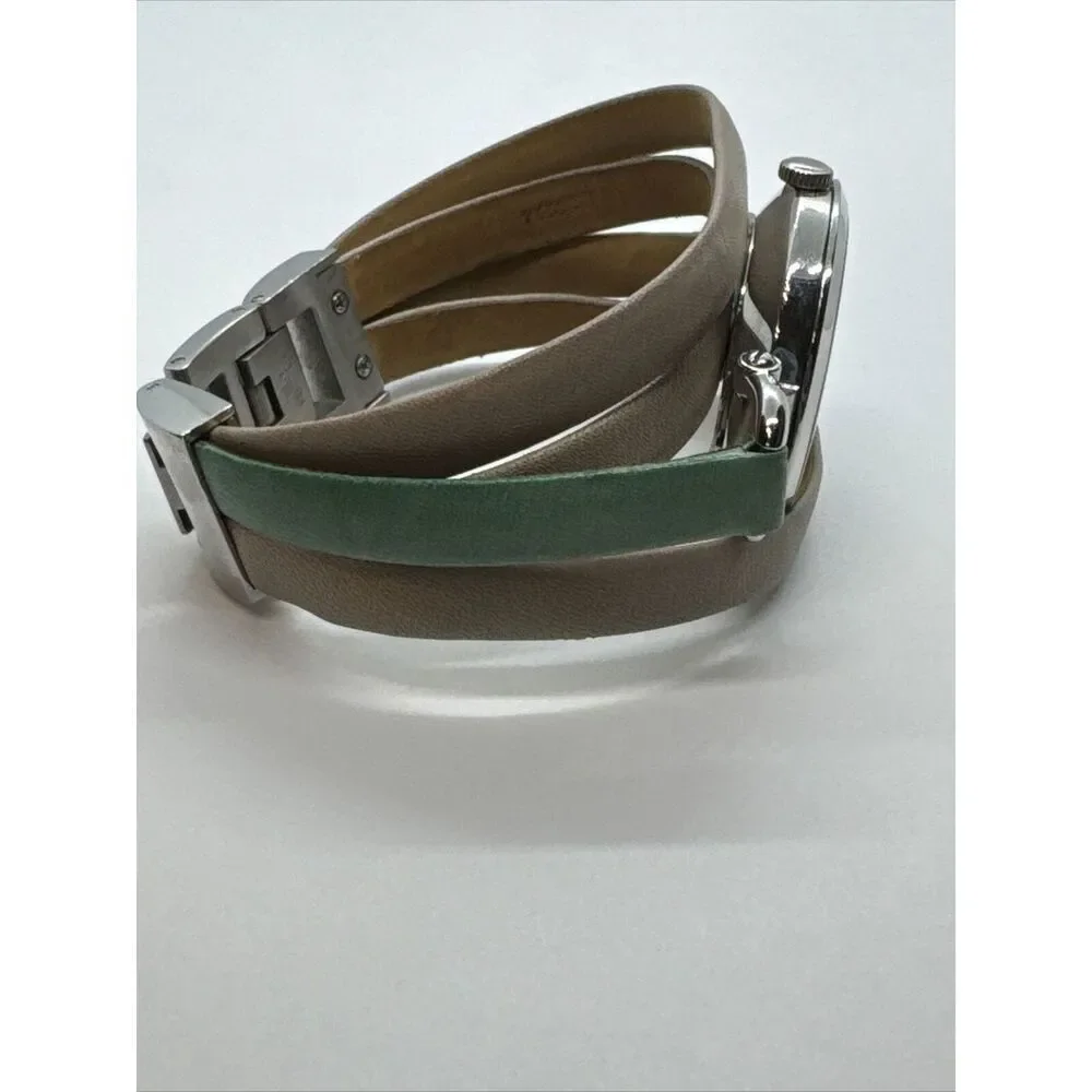 Fossil Georgia ES3224 Women's Beige and Teal Leather Analog Dial Watch JNA313